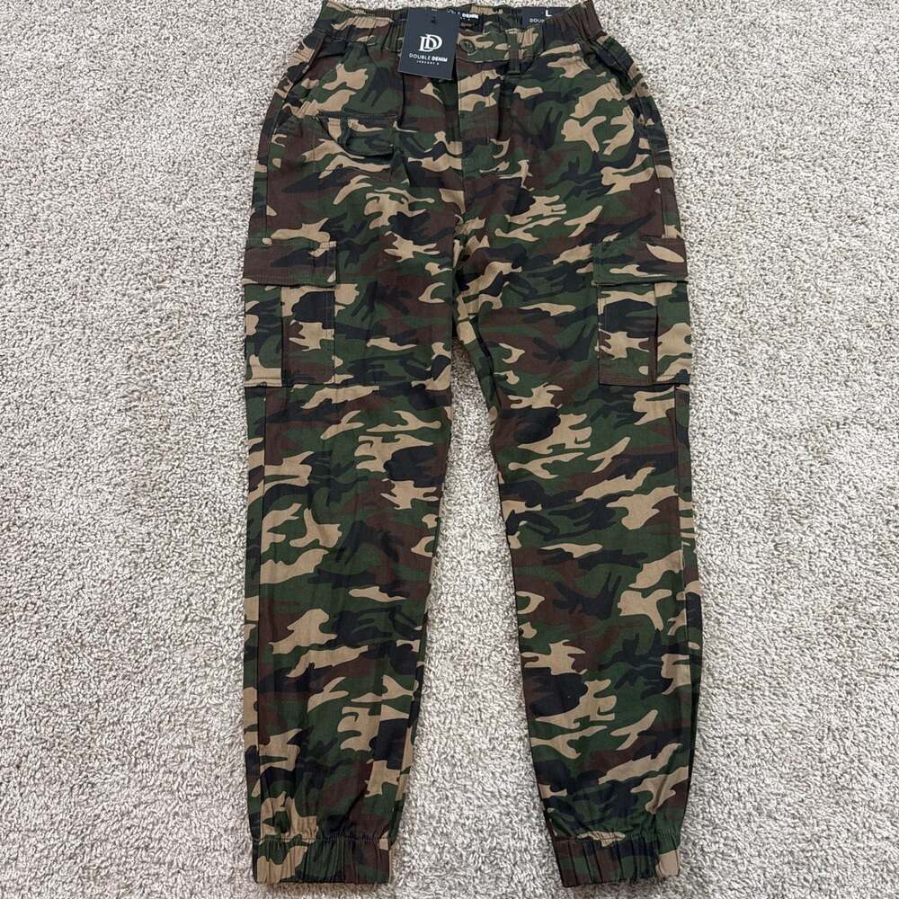 Double Denim January 5 Mens Large Camo Cargo Jogger Pants Stretch Tactical NWT